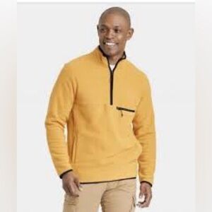 Mens Polar Fleece High Neck 1/2 Zip Sweatshirt - Goodfellow & Co Gold XL